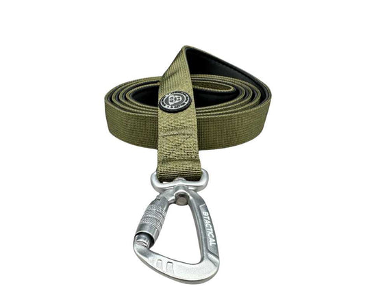 BTactical™ Extra-Strong Nylon Carabiner Clip Dog Lead | Khaki Green